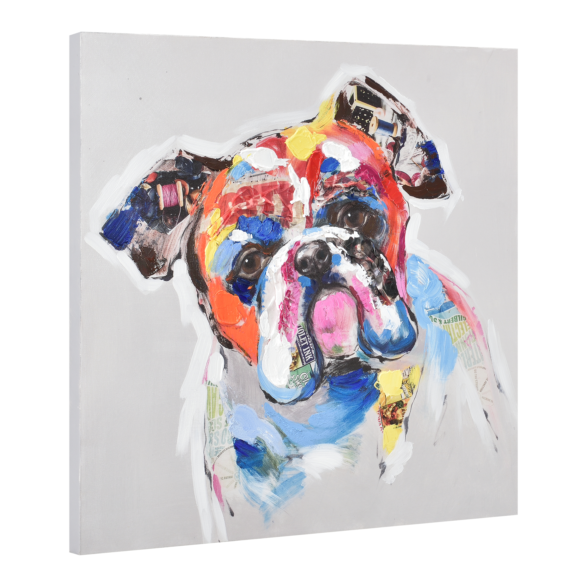 Home Furniture Diy Wandbild 60x60cm Bulldogge Handgemalt Leinwand Gerahmt Acryl Gemalde Art Work Posters Prints Mantys Com Br