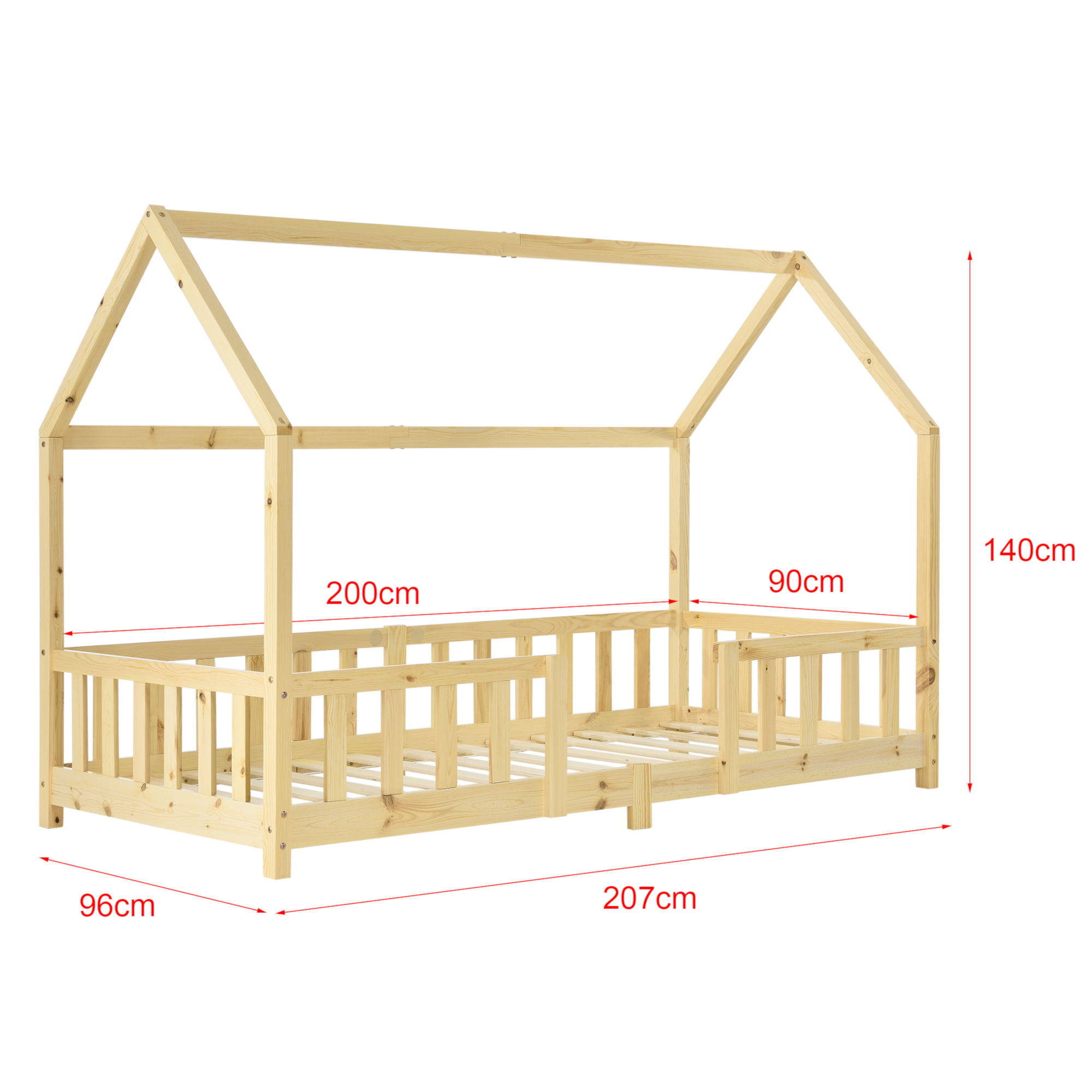 Obrázok [en.casa] Detská posteľ SISIMIUT AAKB-8773 90x200 cm borovica s matracom