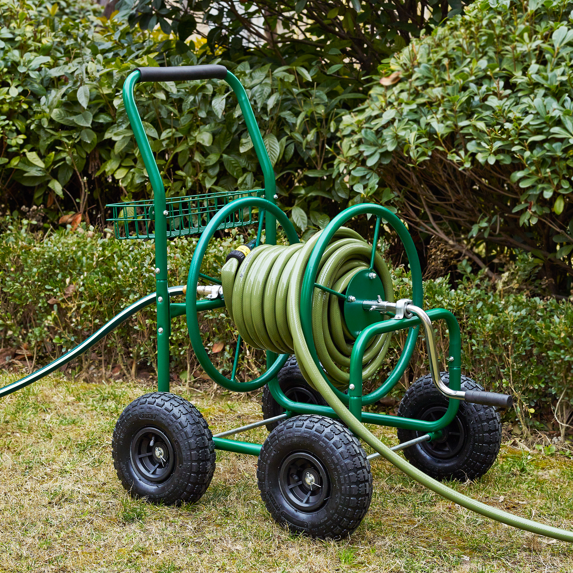 pro.tec Metal Hose cart 80m hose Drum Retractor Garden hose | eBay