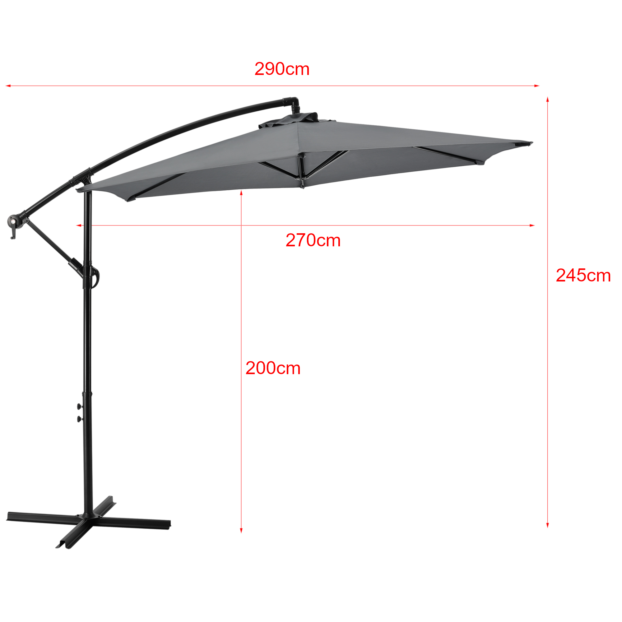 Obrázok [casa.pro] Závesný slnečník ABSA-7301 sivý Ø 270 cm