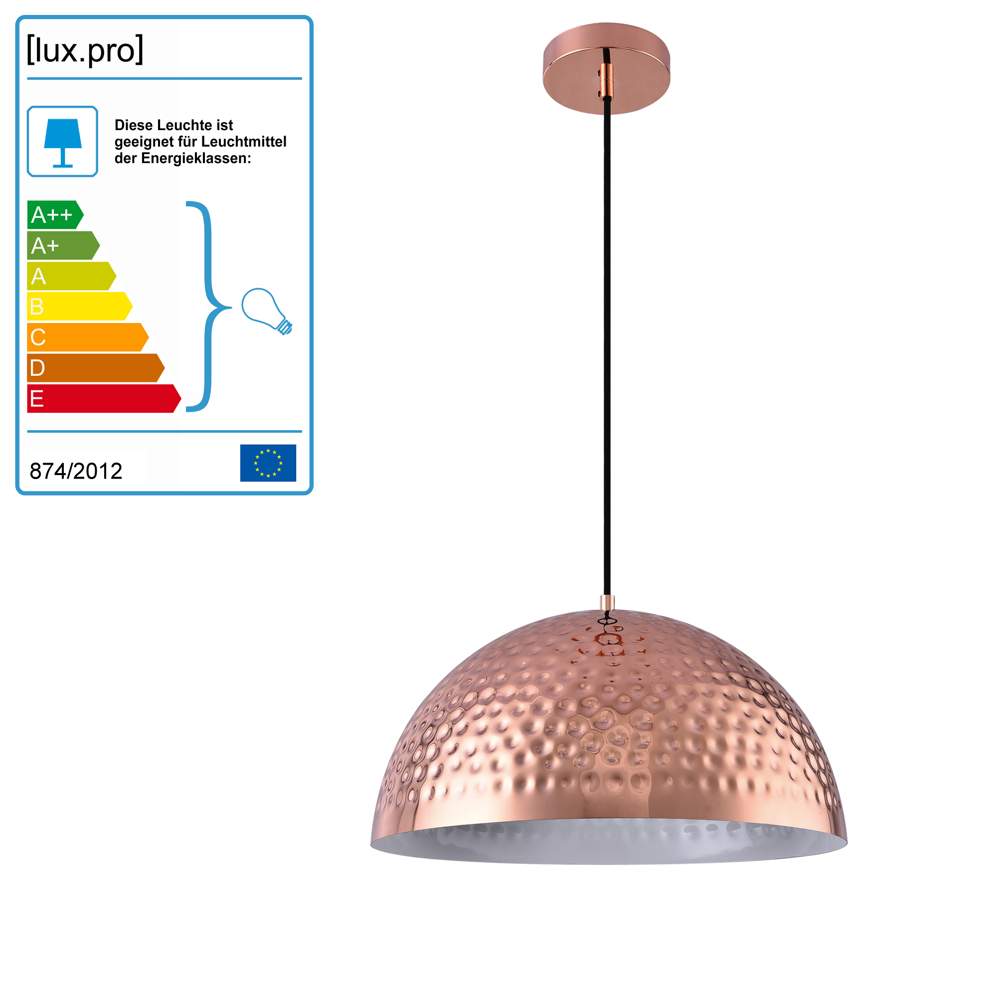 Obrázok [lux.pro]® Dekoratívna dizajnová design závesná lampa HT169924 - medená – biela (1 x E27)