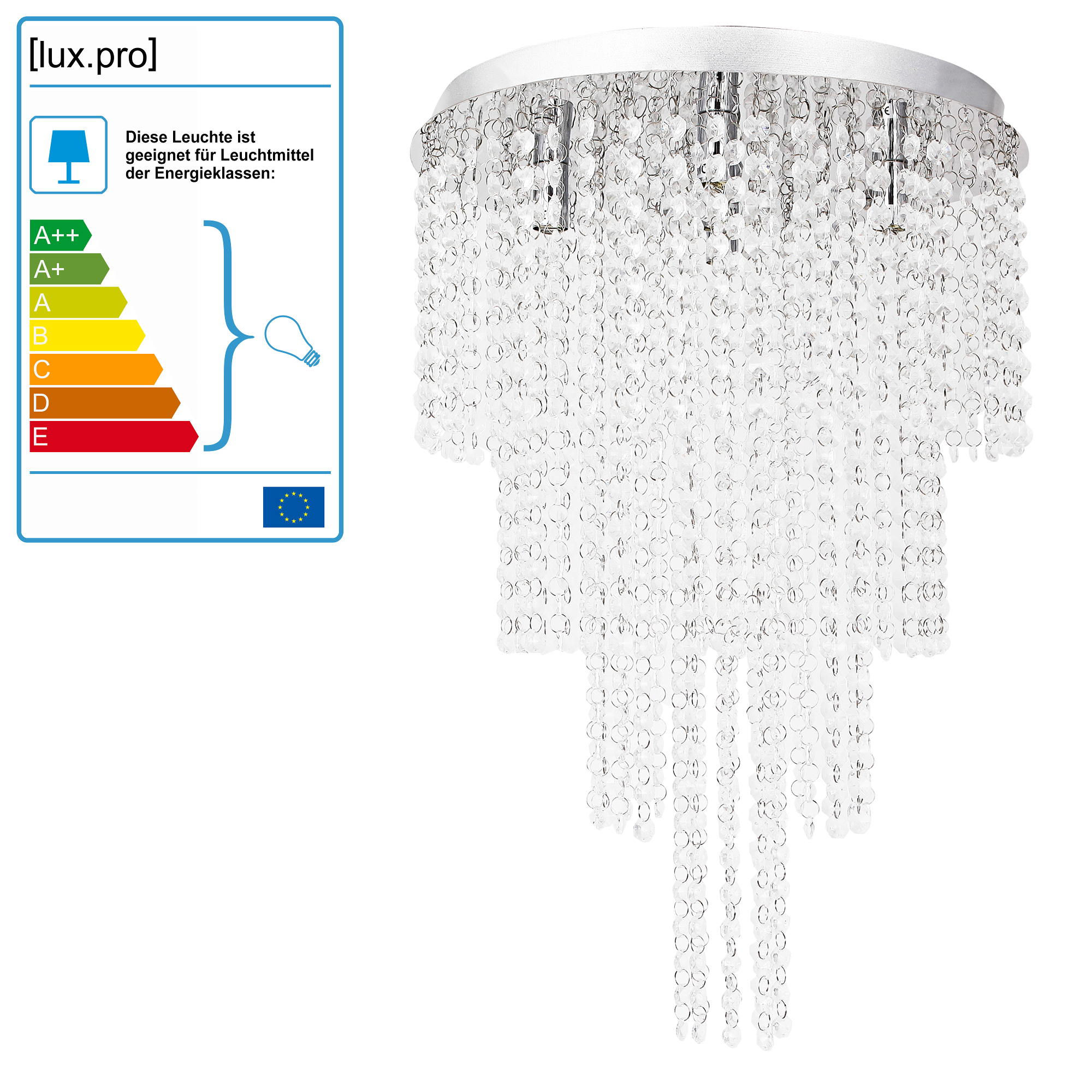 Obrázok [lux.pro]® Štýlové stropné svietidlo - Venezia - chrómovo-strieborné (5 x G9)